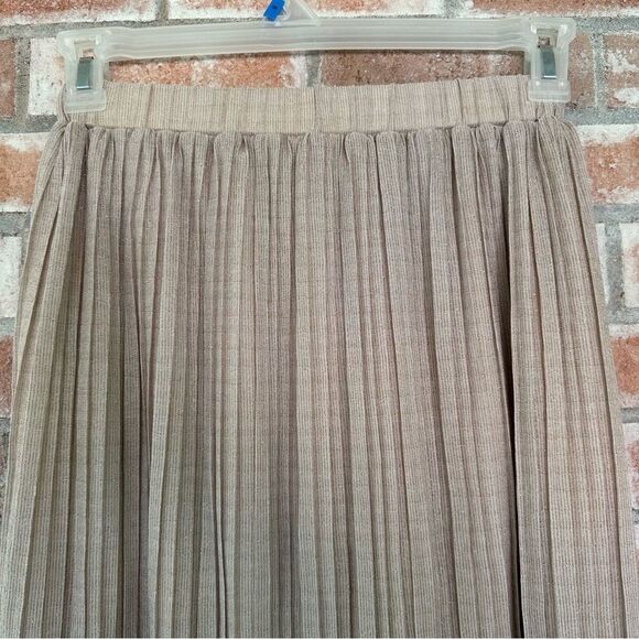 Walter Baker Midi Pull On Skirt Pleated Shimmer Beige Women’s 6 Ballet - Picture 6 of 10